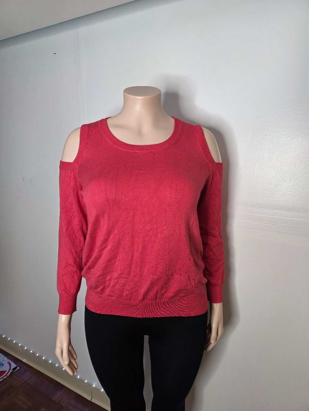 Attitudes by Renee Bright Red Cold-Shoulder Sweater US 1X